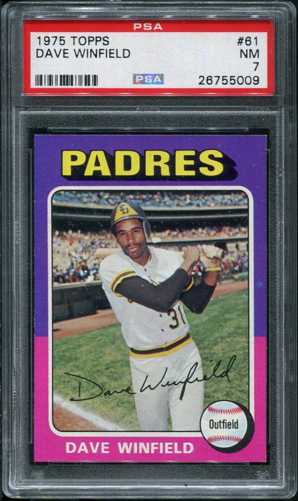 Authentic 1975 Topps #61 Dave Winfield PSA 7 Baseball Card