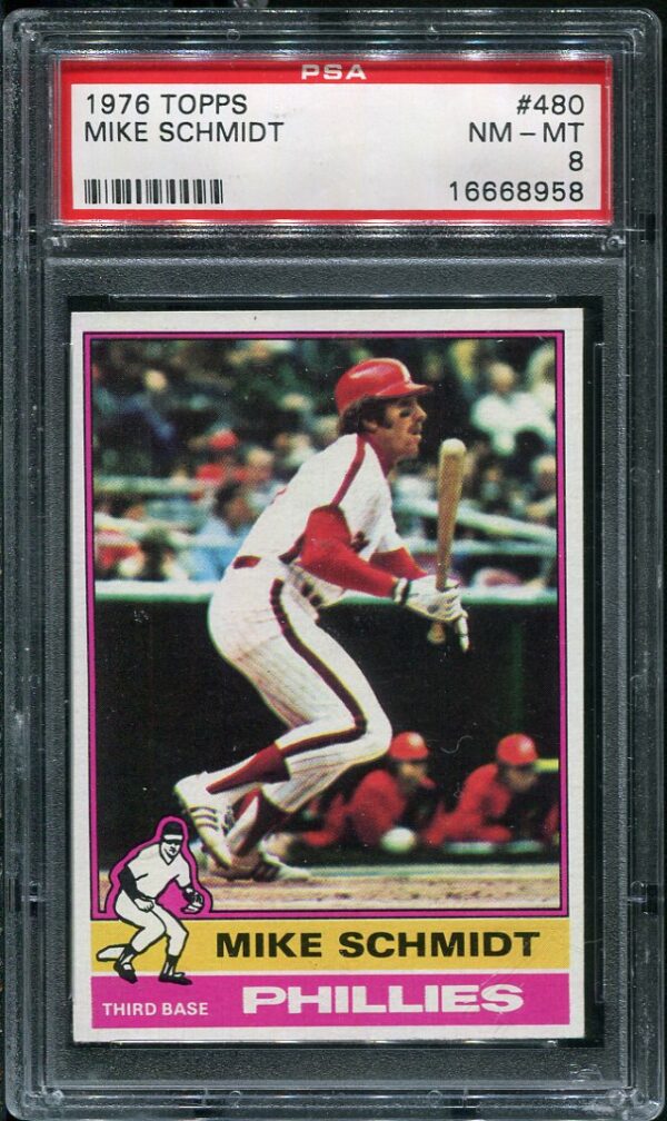 Authentic 1976 Topps #480 Mike Schmidt PSA 8 Baseball Card