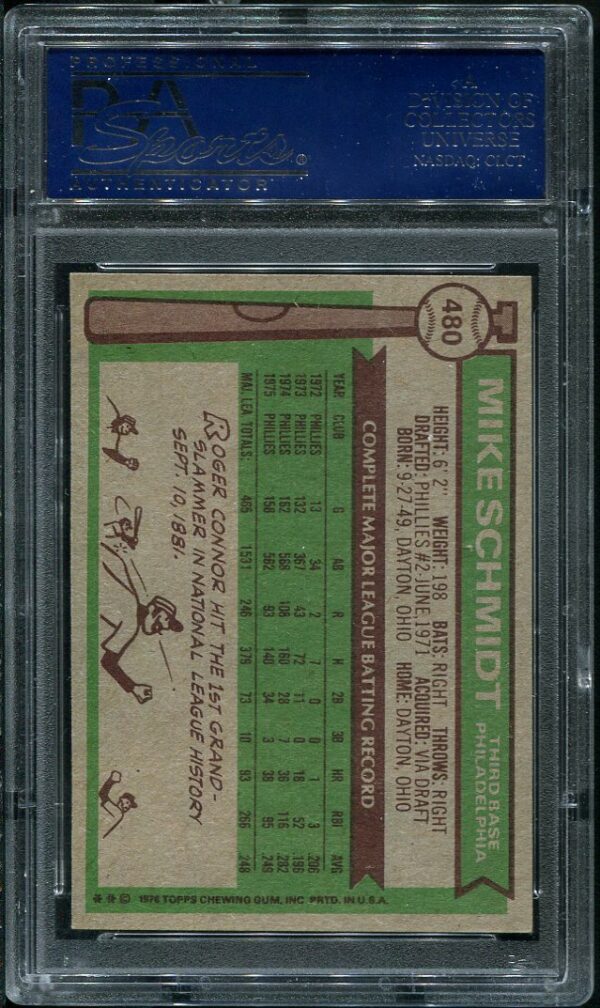 Authentic 1976 Topps #480 Mike Schmidt PSA 8 Baseball Card