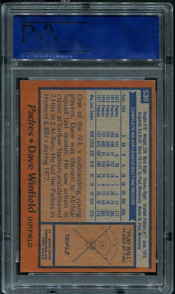 Authentic 1978 Topps #530 Dave Winfield PSA 8 Baseball Card