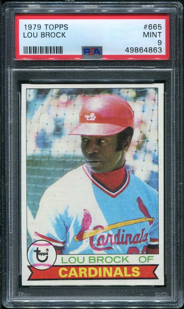 Authentic 1979 Topps #665 Lou Brock PSA 9 Baseball Card