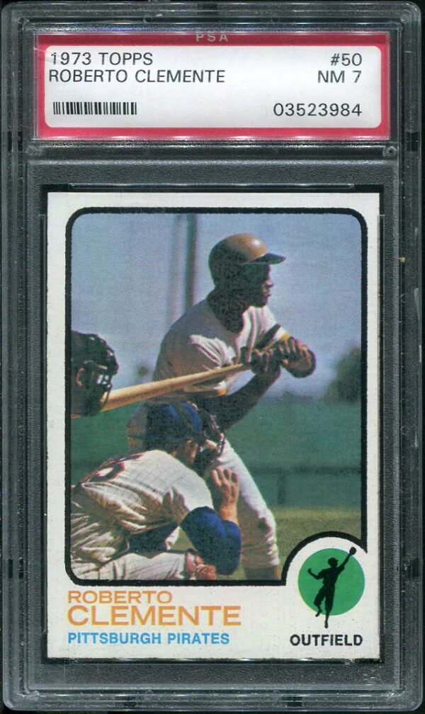 Authentic 1973 Topps #50 Roberto Clemente PSA 7 Baseball Card