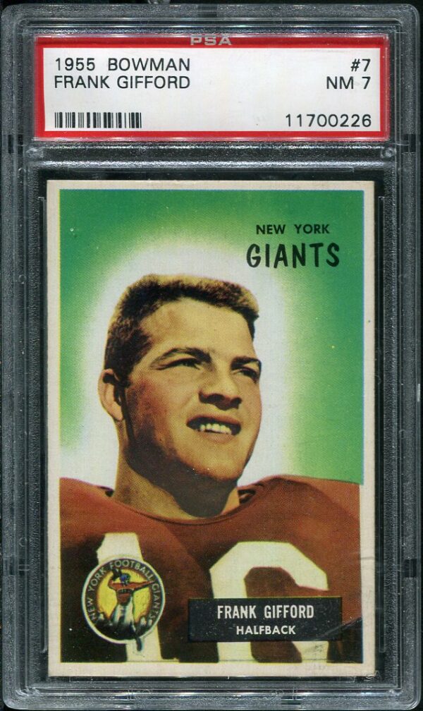 Authentic 1955 Bowman #7 Frank Gifford PSA 7 Football Card