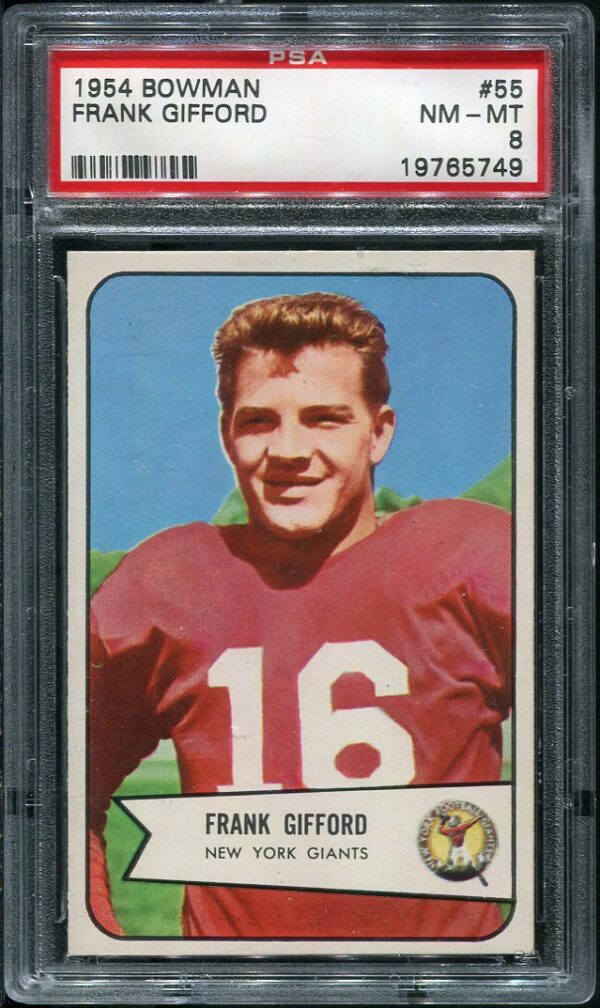 Authentic 1954 Bowman #55 Frank Gifford PSA 8 Football Card