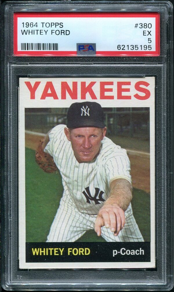 Authentic 1964 Topps #380 Whitey Ford PSA 5 Baseball Card