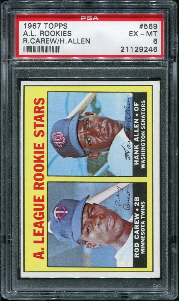 Authentic 1967 Topps #569 Rod Carew PSA 6 Rookie Baseball Card