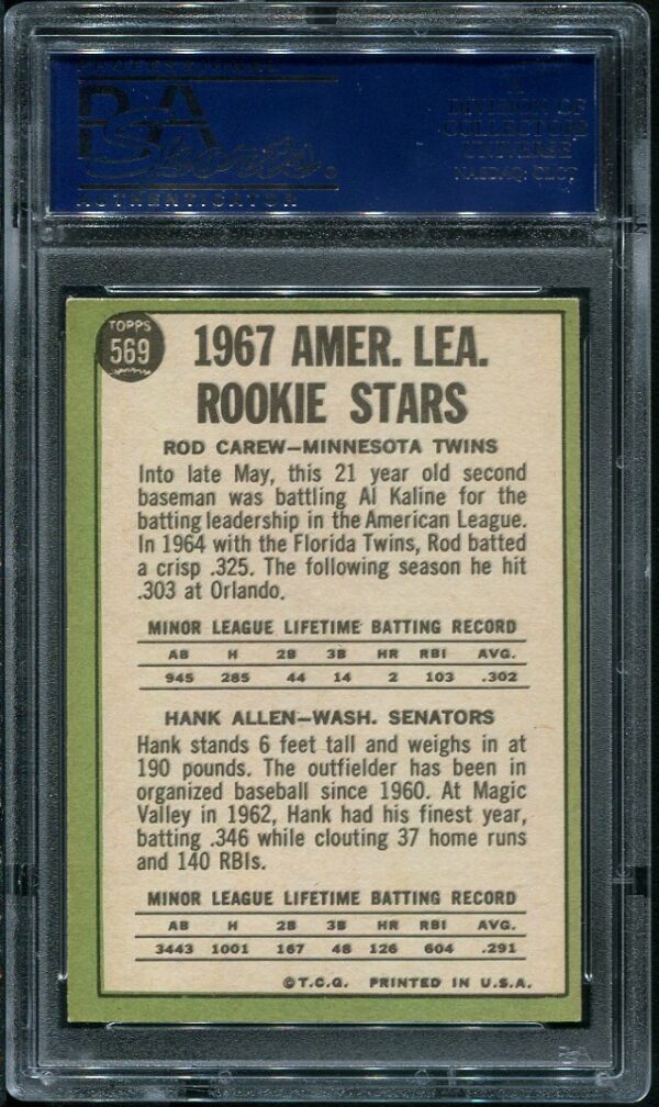 Authentic 1967 Topps #569 Rod Carew PSA 6 Rookie Baseball Card