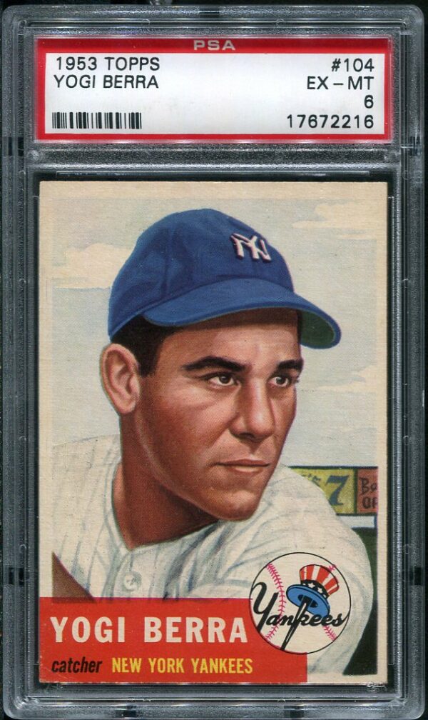 Authentic 1953 Topps #104 Yogi Berra PSA 6 Baseball Card