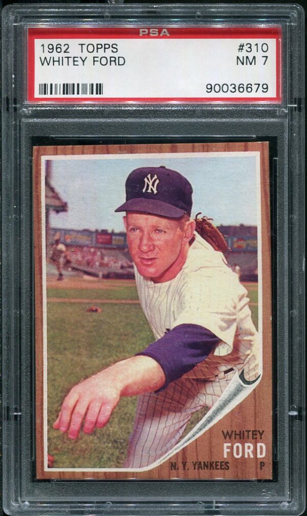 Authentic 1962 Topps #310 Whitey Ford PSA 7 Baseball Card