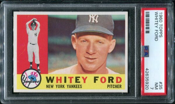Authentic 1960 Topps #35 Whitey Ford PSA 7 Baseball Card
