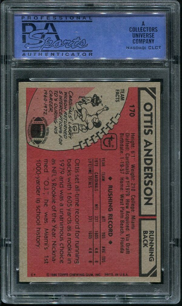 Authentic 1980 Topps #170 Ottis Anderson PSA 8 Rookie Football Card