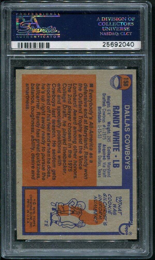 Authentic 1976 Topps #158 Randy White PSA 7 Rookie Football Card