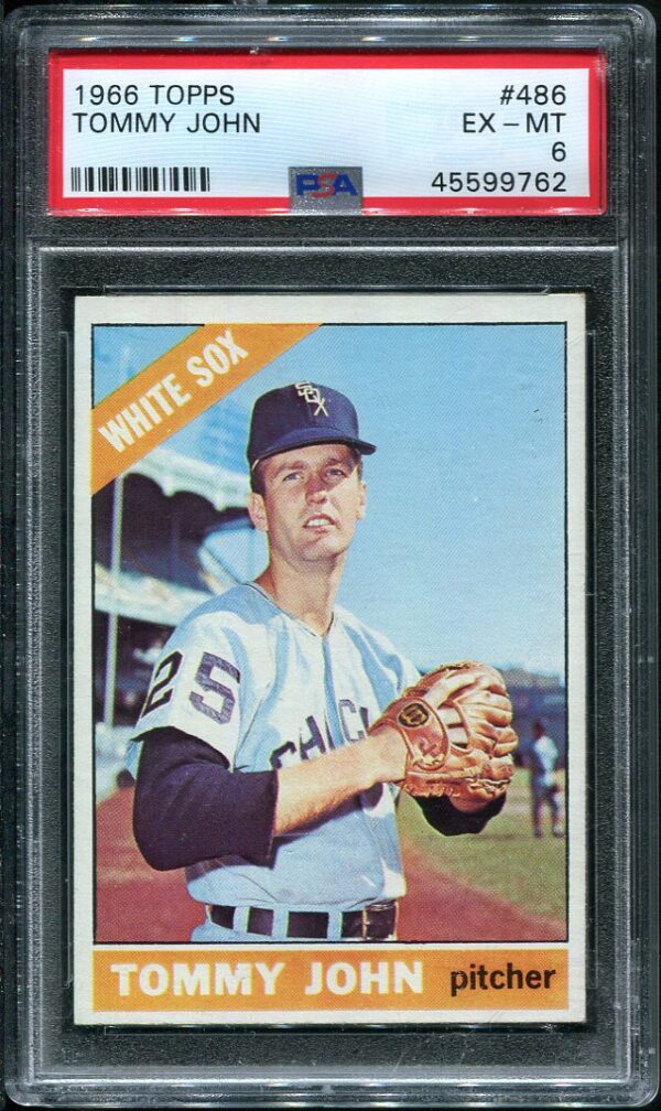 Authentic 1966 Topps #486 Tommy John PSA 6 Baseball Card