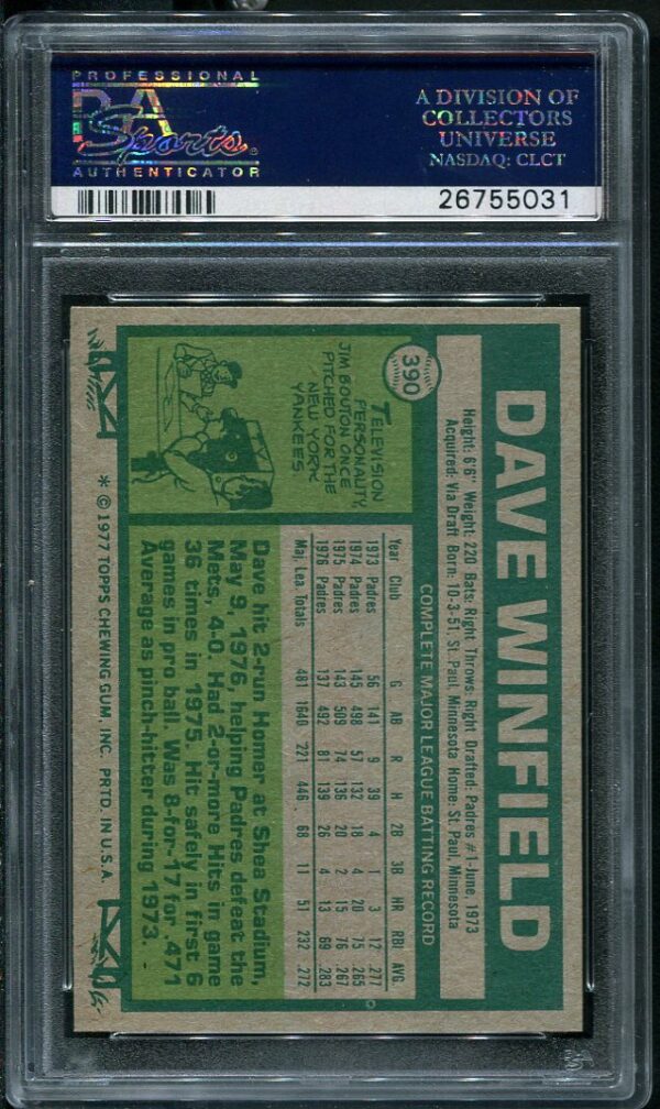 Authentic 1977 Topps #390 Dave Winfield PSA 7 Baseball Card
