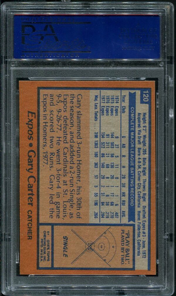 Authentic 1978 Topps #120 Gary Carter PSA 8 Baseball Card