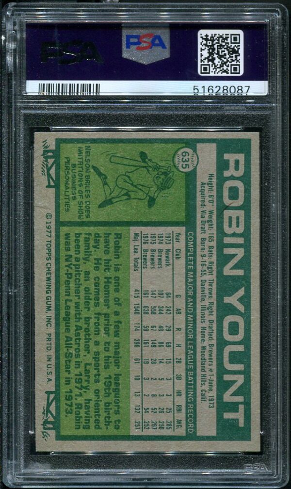 Authentic 1979 Topps #635 Robin Yount PSA 7 Baseball Card