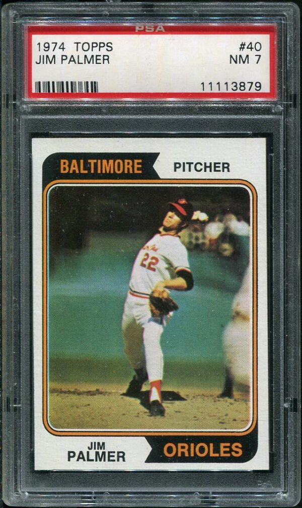 Authentic 1974 Topps #40 Jim Palmer PSA 7 Baseball Card