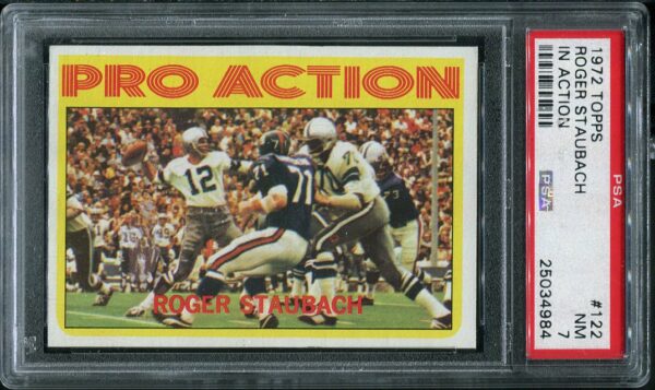 Authentic 1972 Topps #122 Roger Staubach In Action PSA 7 Football Card