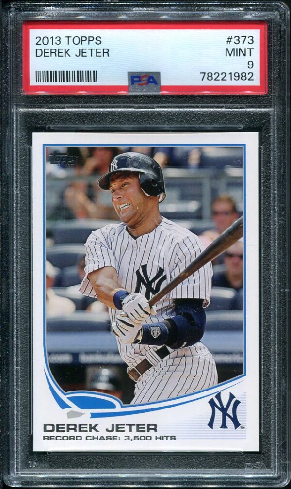 Authentic 2013 Topps #373 Derek Jeter PSA 9 Baseball Card