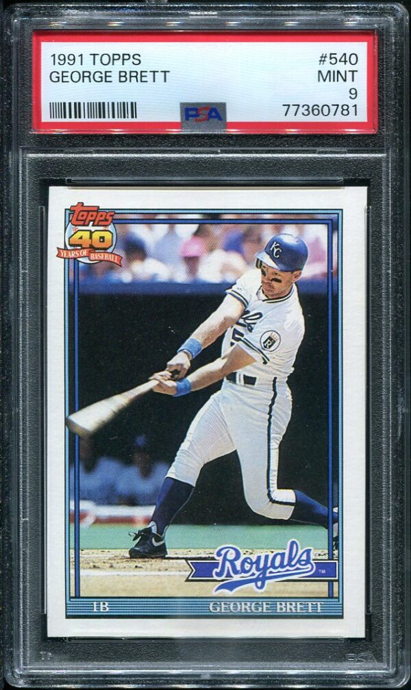 Authentic 1991 Topps #540 George Brett PSA 9 Baseball Card