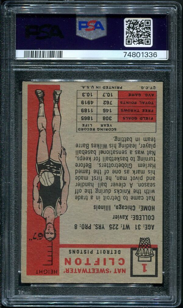 Authentic 1957 Topps #1 Nat Clifton PSA 5 Rookie Basketball Card