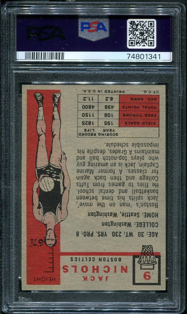 Authentic 1957 Topps #9 Jack Nichols PSA 6 Basketball Card