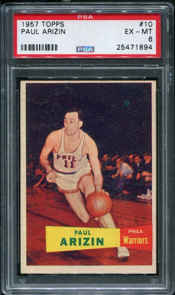 Authentic 1957 Topps #10 Paul Arizin PSA 6 Basketball Card