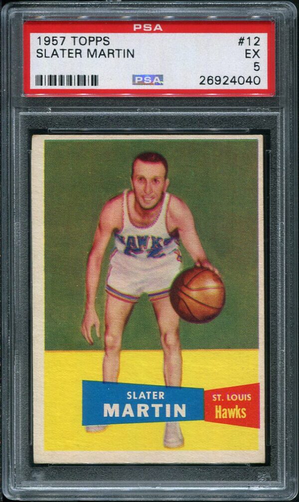Authentic 1957 Topps #12 Slater Martin PSA 5 Basketball Card