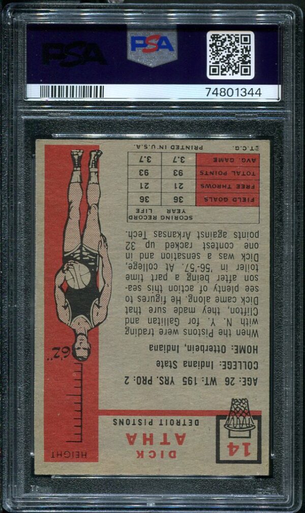 Authentic 1957 Topps #14 Dick Atha PSA 4 Basketball Card