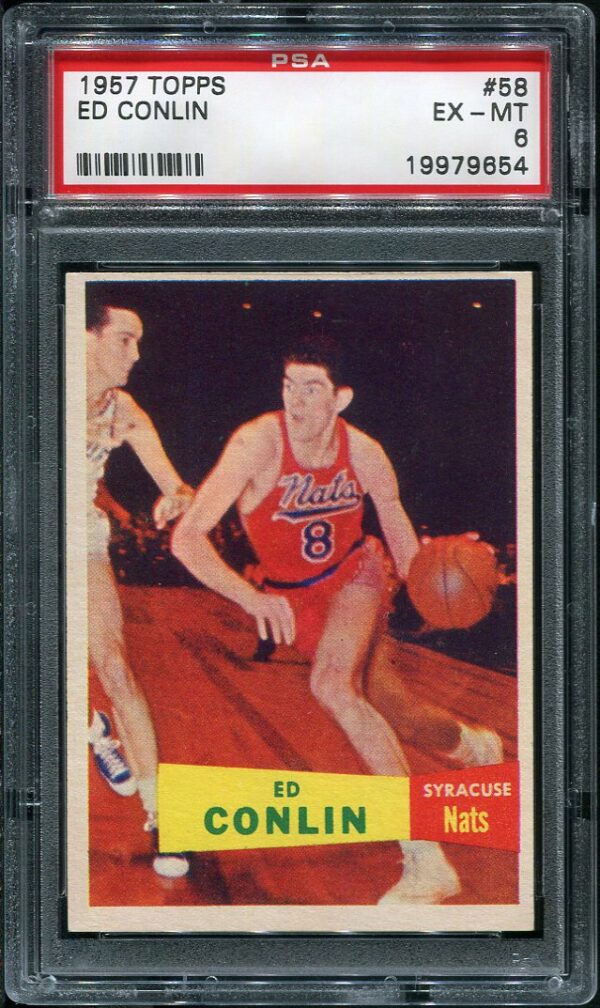 Authentic 1957 Topps #58 Ed Conlin PSA 6 Basketball Card