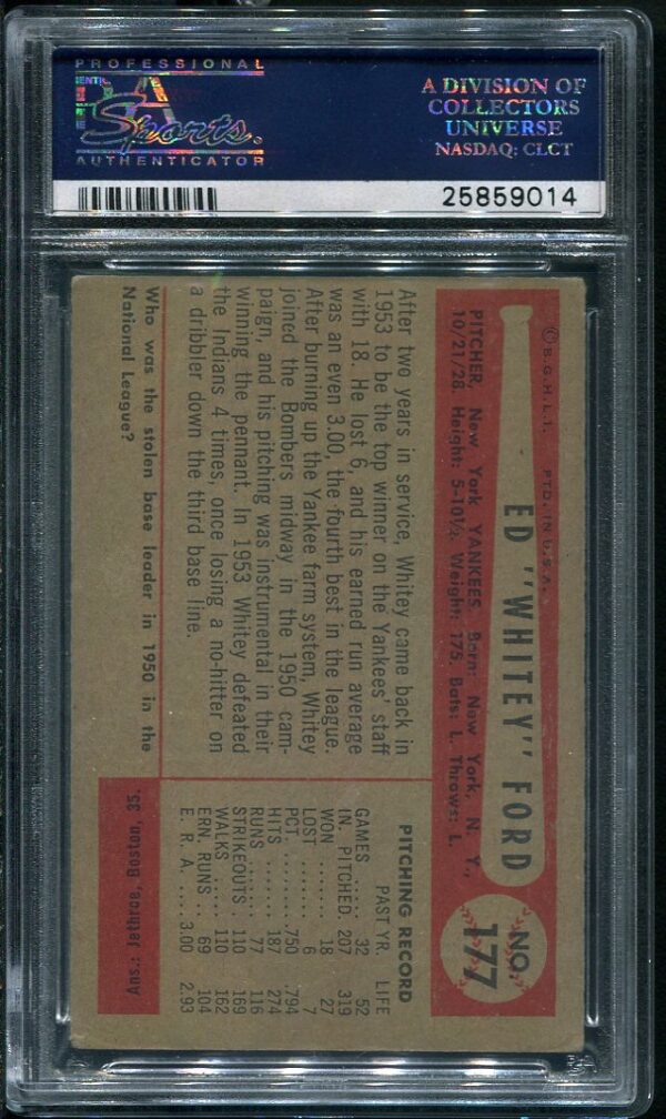 Authentic 1954 Bowman #177 Whitey Ford PSA 4 Baseball Card