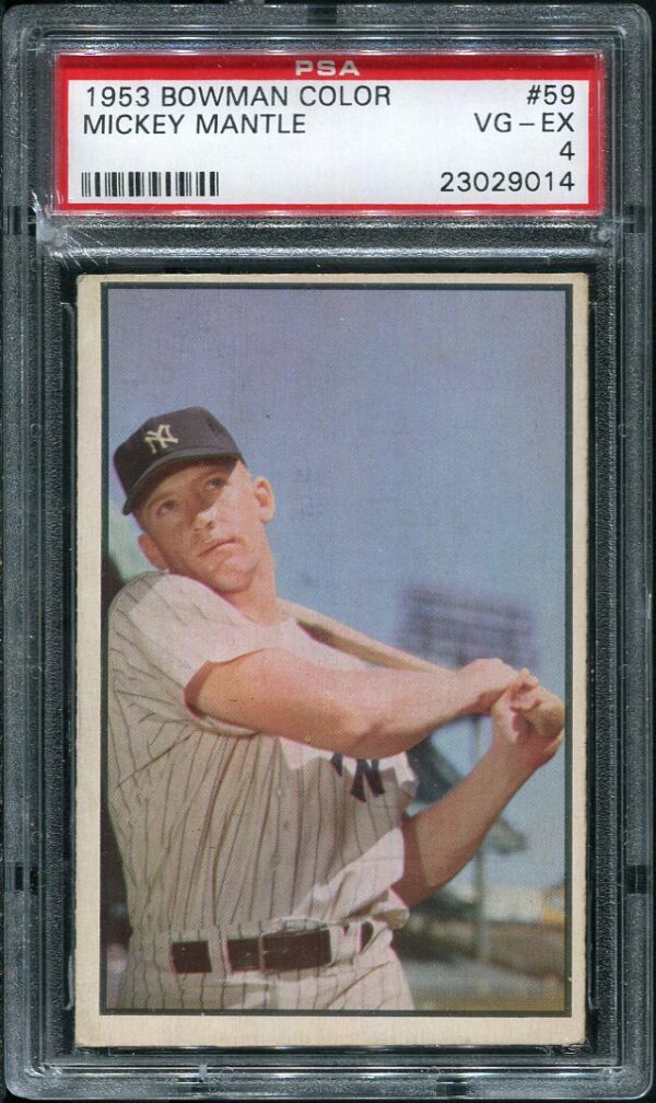 Authentic 1953 Bowman Color #59 Mickey Mantle PSA 4 Baseball Card