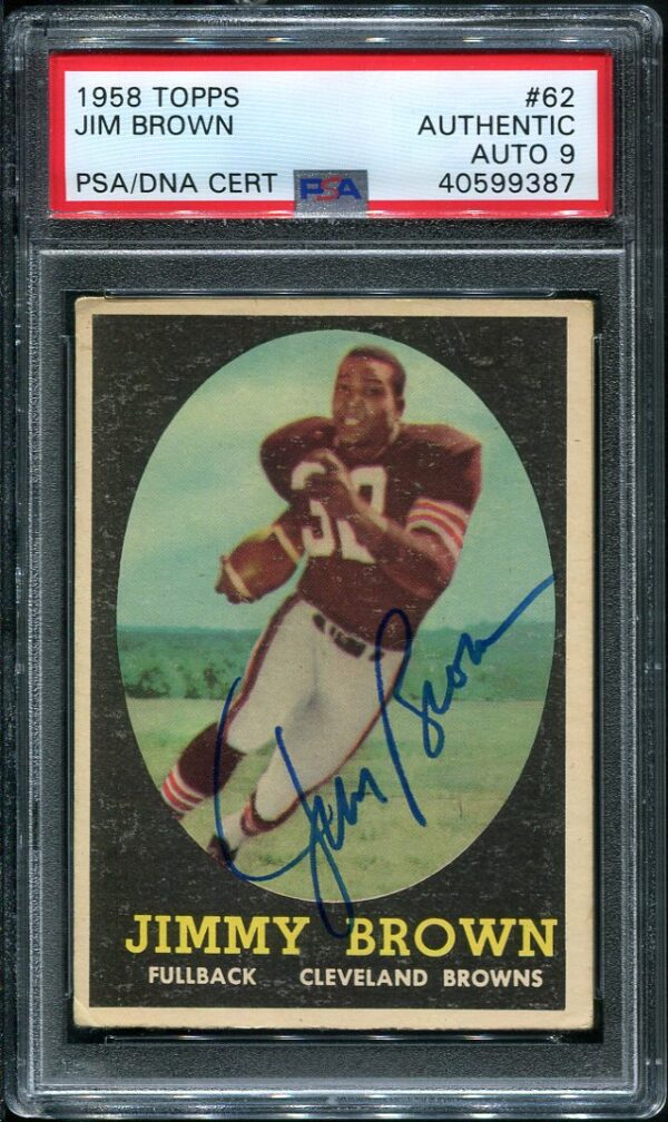 Authentic 1958 Topps #62 Jim Brown Autographed Football Card