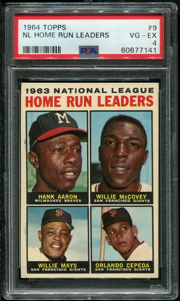 Authentic 1964 Topps #9 NL Home Run Leaders PSA 4 Baseball Card