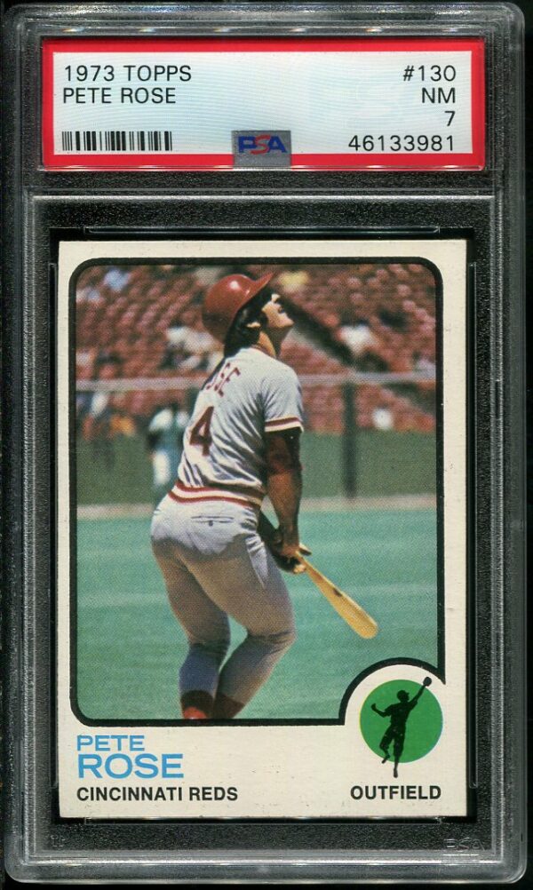 Authentic 1973 Topps #130 Pete Rose PSA 7 Baseball Card