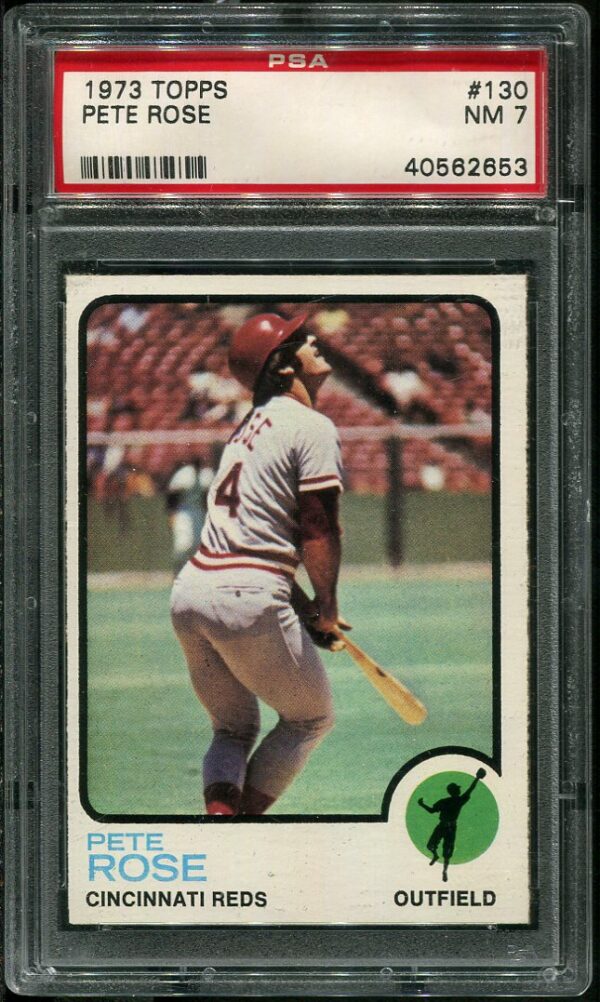 Authentic 1973 Topps #130 Pete Rose PSA 7 Baseball Card