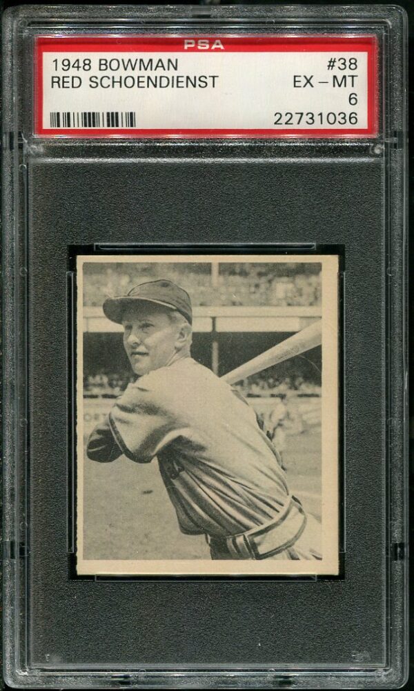 Authentic 1948 Bowman #38 Red Schoendienst PSA 6 Rookie Baseball Card