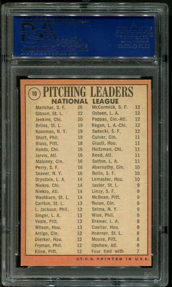 Authentic 1969 Topps #10 NL Pitching Leaders PSA 7 Baseball Card