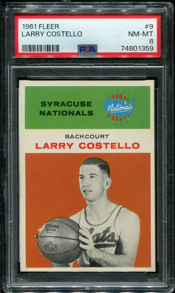 Authentic 1961 Fleer #9 Larry Costello PSA 8 Basketball Card