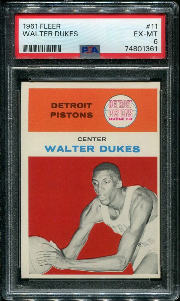 Authentic 1961 Fleer #11 Walter Dukes PSA 6 Basketball Card