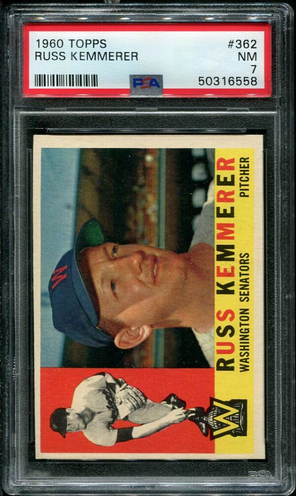 Authentic 1960 Topps #362 Russ Kemmerer PSA 7 Baseball Card