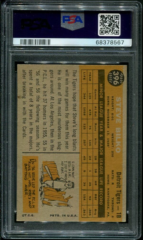 Authentic 1960 Topps #396 Steve Bilko PSA 8 Baseball Card