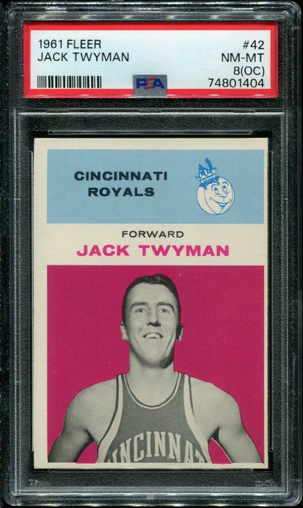 Authentic 1961 Fleer #42 Jack Twyman PSA 8(OC) Basketball Card