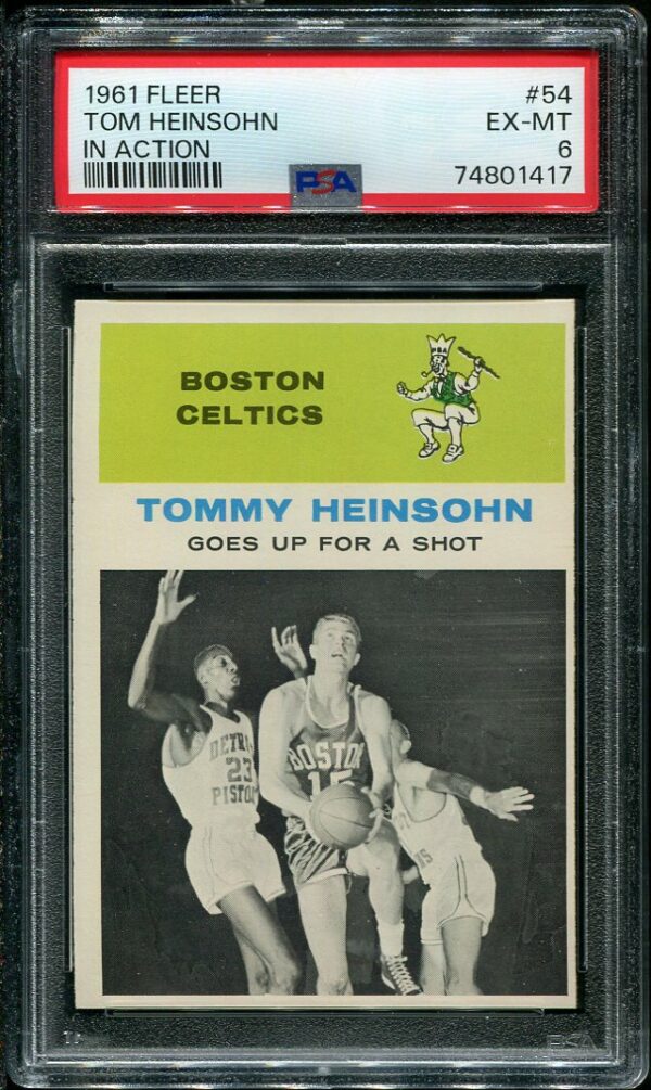 Authentic 1961 Fleer #54 Tom Heinsohn In Action PSA 6 Basketball Card