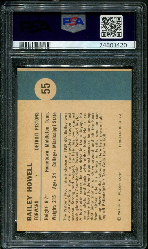 Authentic 1961 Fleer #55 Bailey Howell In Action PSA 6 Basketball Card