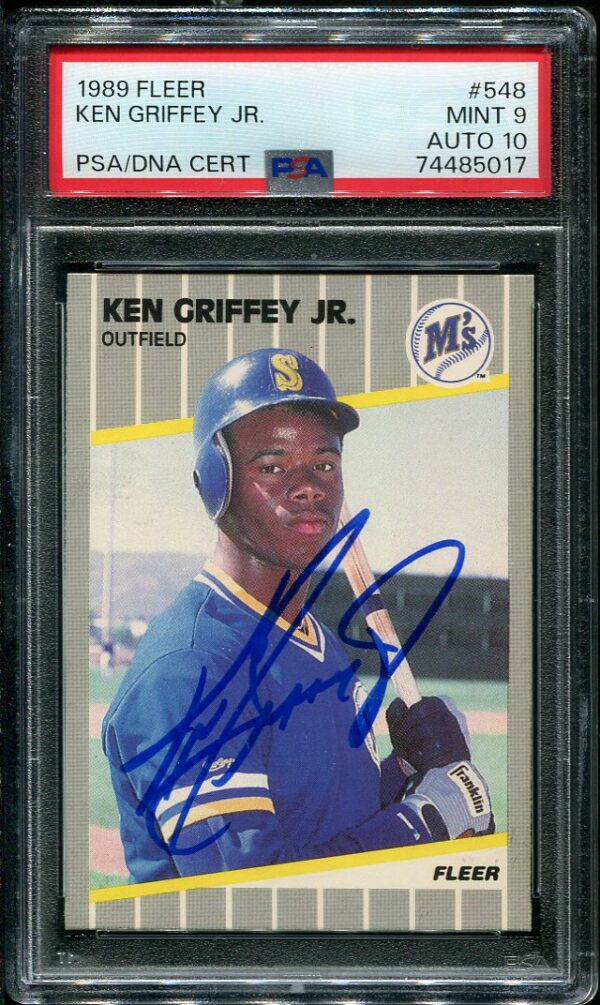 Autographed 1989 Fleer #548 Ken Griffey Jr Rookie Baseball Card