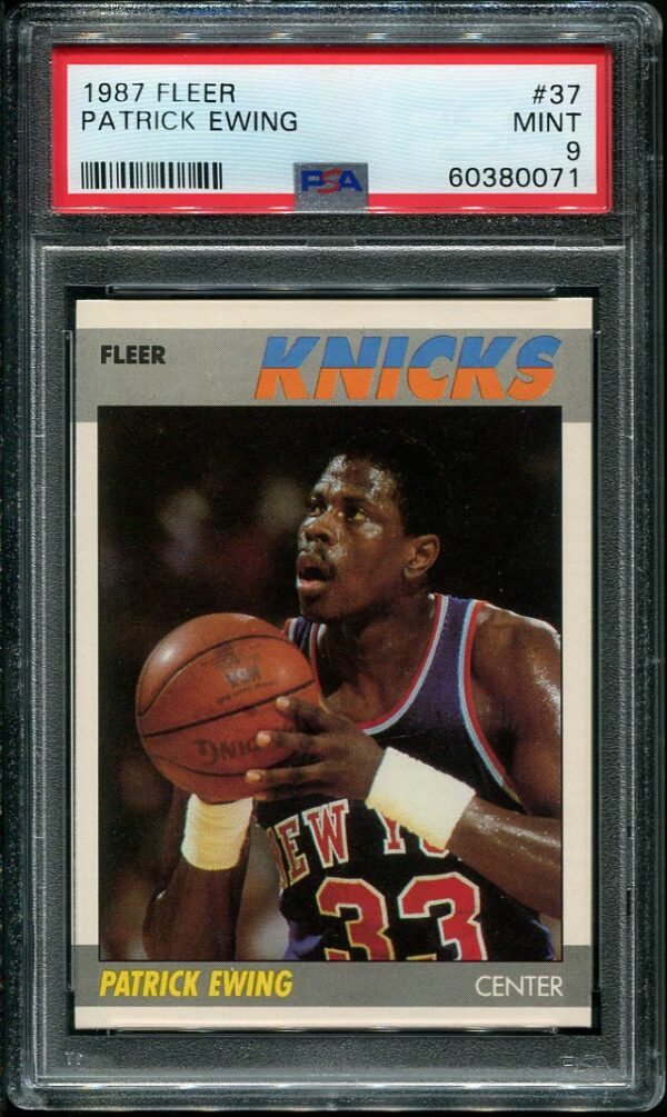 Authentic 1987 Fleer #37 Patrick Ewing PSA 9 Basketball Card