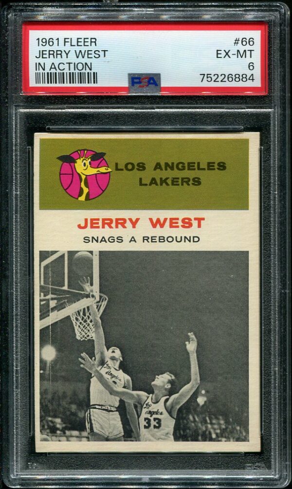 Authentic 1961 Fleer #66 Jerry West In Action PSA 6 Basketball Card