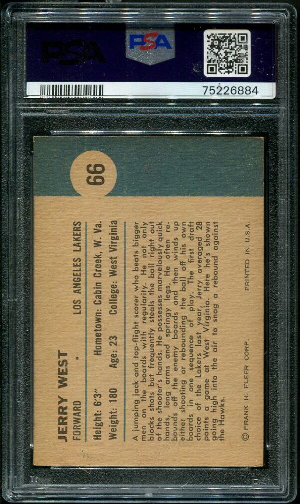 Authentic 1961 Fleer #66 Jerry West In Action PSA 6 Basketball Card
