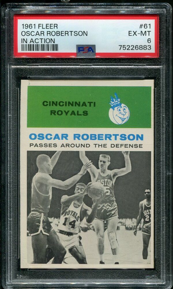 Authentic 1961 Fleer #61 Oscar Robertson In Action PSA 6 Basketball Card